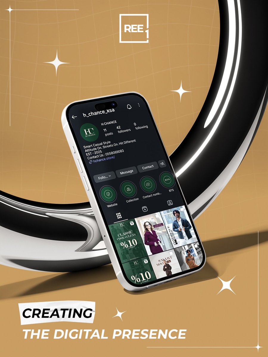 إعداد الحسابات: Instagram – TikTok – Snapchat.
بناء Templates موحدة لهوية H Chance.
تخطيط أول 30 يوم محتوى:
Launch Teasers
Behind the Scenes
Collection Highlights
Brand Storytelling
وضعنا Tone of Voice:
Confident – Urban – Direct