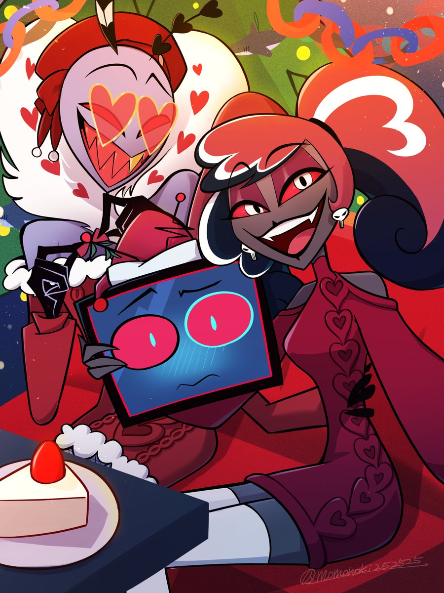 ✨Merry Christmas!!✨
 仲間に入れて貰えて嬉しそうな📺
#HazbinHotelFanart （画像編集はご遠慮ください）