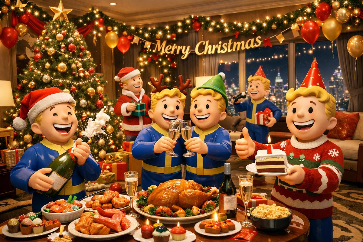 #Fallout 

職場のメンツとクリスマスパーティー、たまにはこんな夜も悪くない・・が、ゲームもやりたかったんだよな。

ミニッツメンはクリスマス、年末年始も休まず営業します。