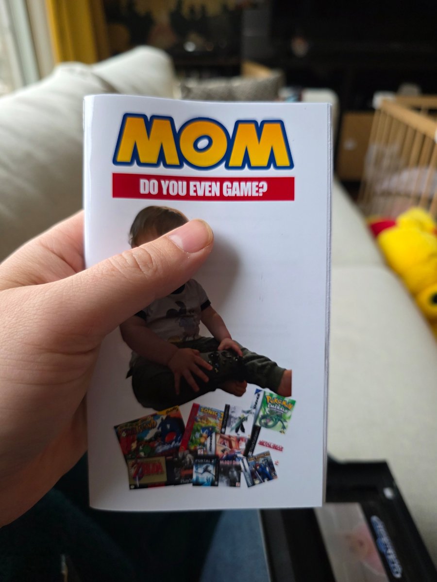 DeclouxJ's tweet image. After my son was born, my wife vowed to get good at video games so she can play with him, so for Christmas, I loaded an ambernic with a bunch of classics and gave her a custom case with a 20-page manual with instructions and a "Game of The Month" for both of us to play.