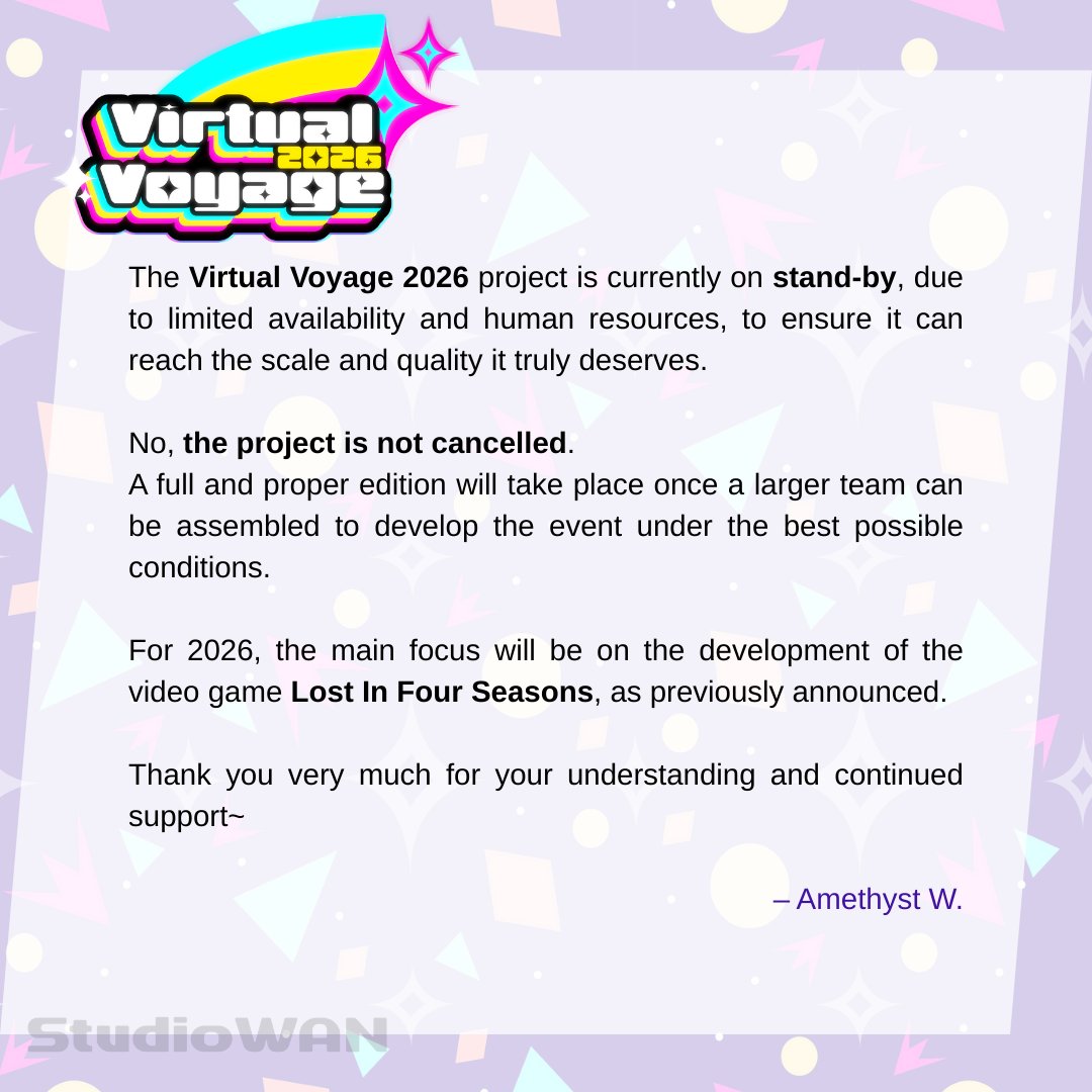 StudioW4N's tweet photo. 【~Virtual Voyage 2026~】
Please read this important notice.

#VirtualVoyage2026 #VV26 https://t.co/XqnEsRhA73