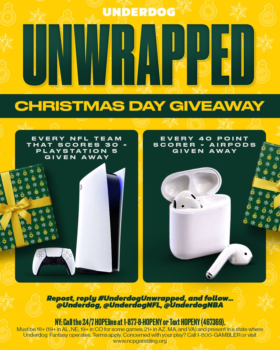 🎁 XMAS DAY GIVEAWAY 🎁
We're sending out PS5s and AirPods based on today's outcomes!
🕹️ PS5 f...