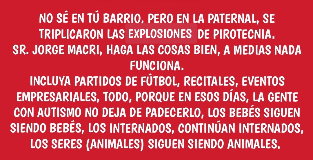 SÉ PERFECTAMENTE QUE EL SR. <a href="/jorgemacri/">Jorge Macri</a> JAMÁS ME LEERÁ, PERO BUENO.

#noalapirotecnia

#todavidavale