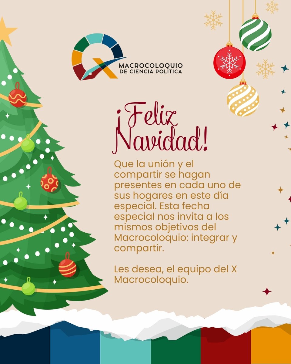 macrocoloquio's tweet photo. 🎄Desde el Macrocoloquio X Edición les deseamos una Navidad llena de paz, reflexión y encuentro.
Que estas fechas nos inviten a valorar el diálogo, el aprendizaje compartido y los lazos construidos a lo largo de este camino académico.
¡Gracias por ser parte de este espacio! https://t.co/ECpeBc56f4
