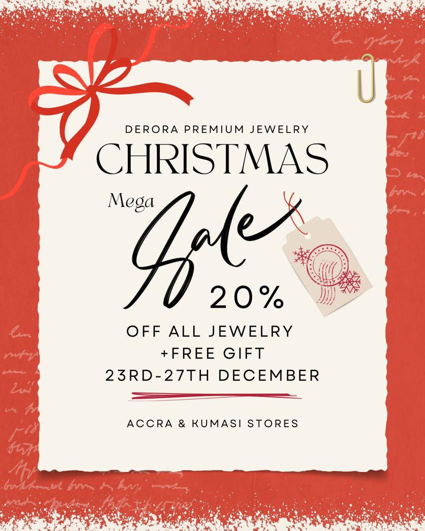 This Christmas, gift elegance 🎄
Enjoy 20% OFF at Derora Premium Jewelry — because luxury never goes out of season.
🕯️ Offer ends 27th December 

 #DeroraMegaChristmasSale