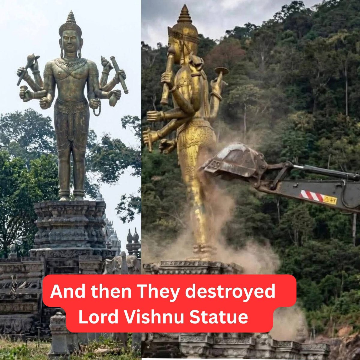 datyta07's tweet photo. At First They destroyed Lord Shiva Temple , and then They destroyed Lord Vishnu Statue. https://t.co/I0nHXIdneN