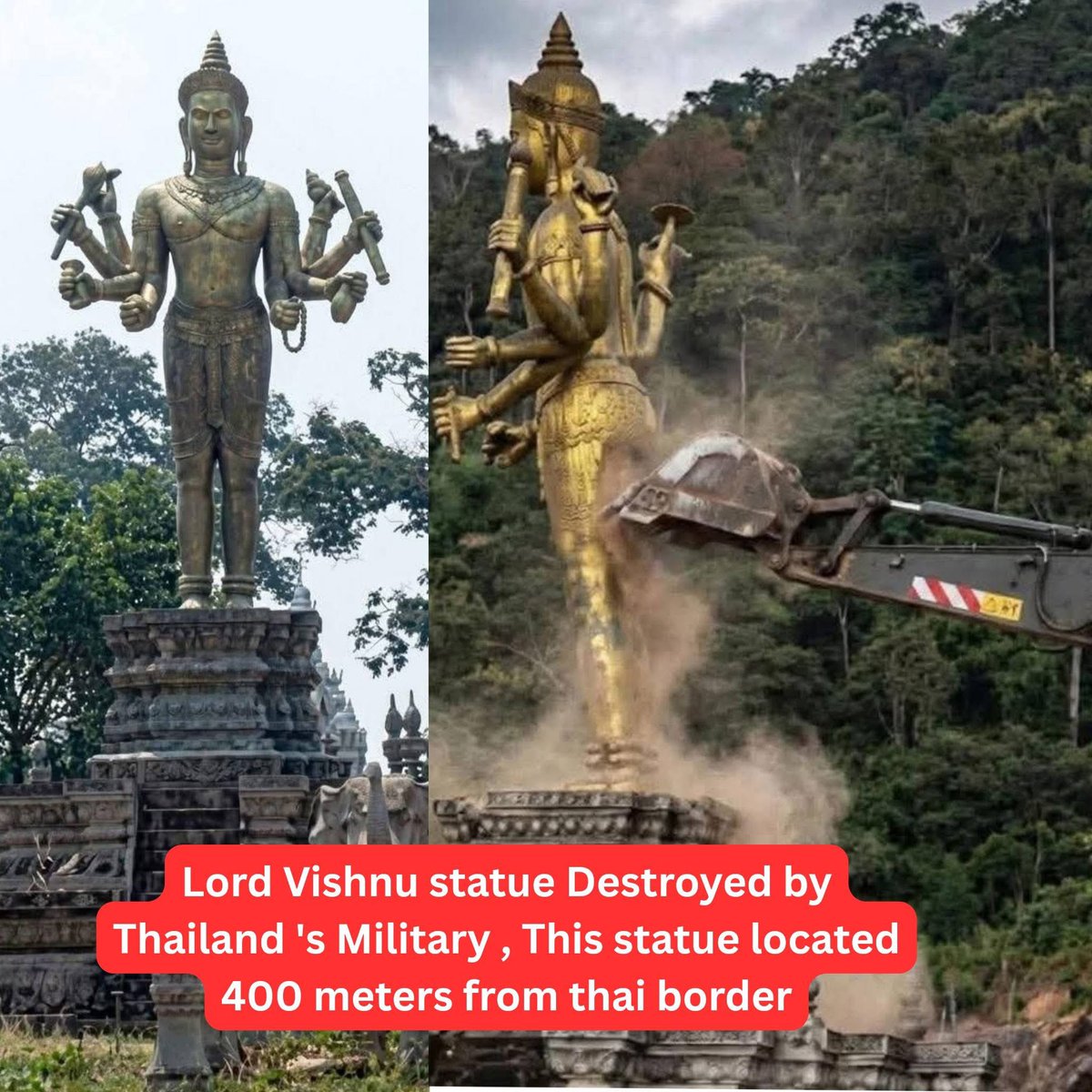 datyta07's tweet photo. At First They destroyed Lord Shiva Temple , and then They destroyed Lord Vishnu Statue. https://t.co/I0nHXIdneN