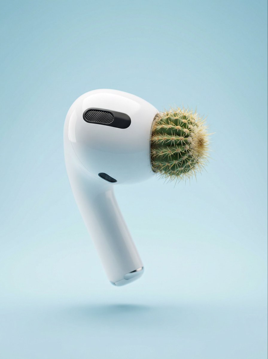 Cactus Comfort: The Surreal AirPods Experience