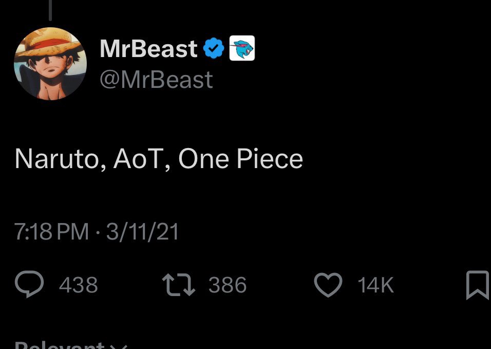 Tectone's tweet image. Mr. Beast top 3 anime rankings resurfaced from 2021 

Bro is faking his reactions worse than Nicholas light 😭

Telling yall this is a marketing ploy