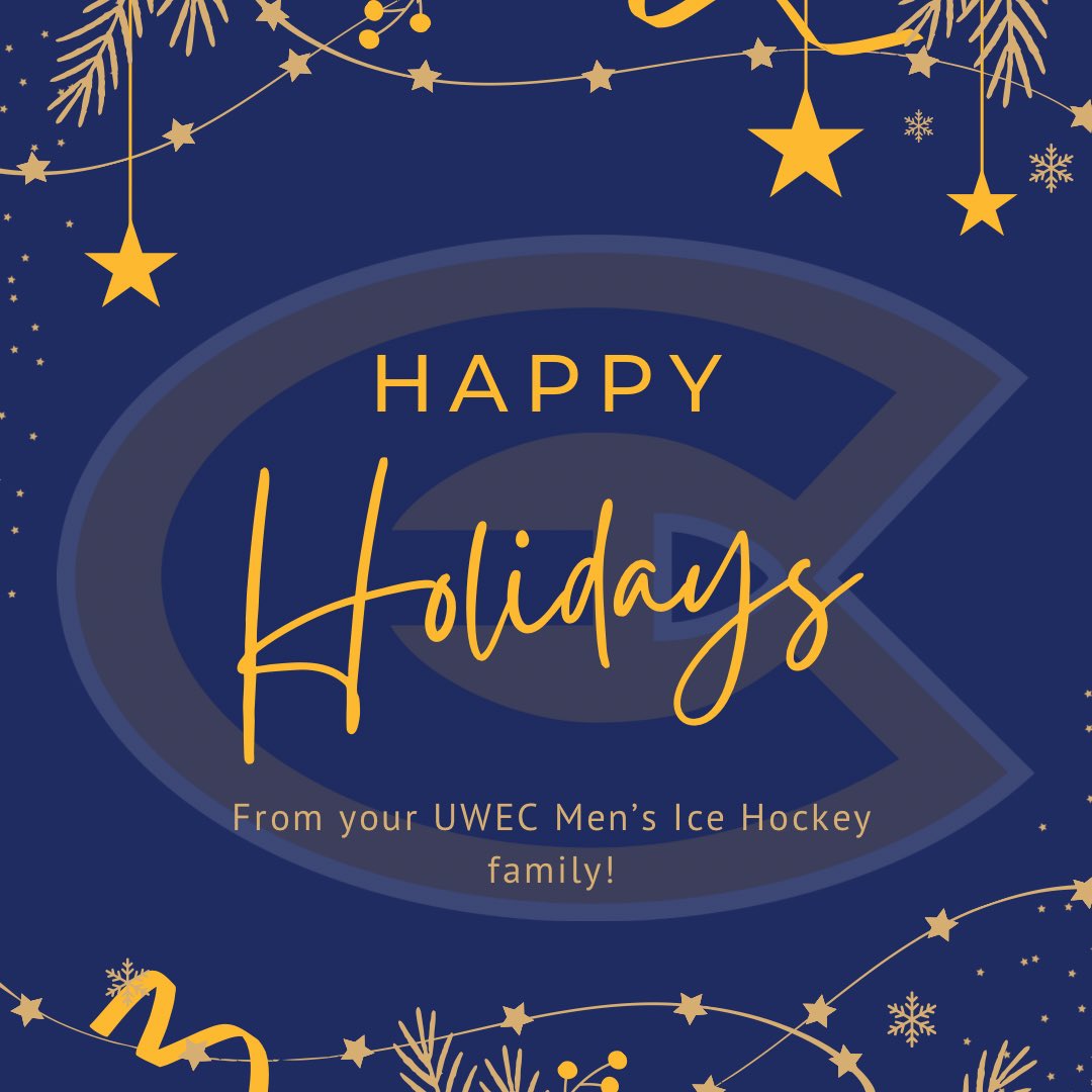 UWECHockey's tweet image. Happy Holidays from our Blugold family to yours! ❄️🎄 Thank you for all the support this season, see you in the new year! 💙💛
