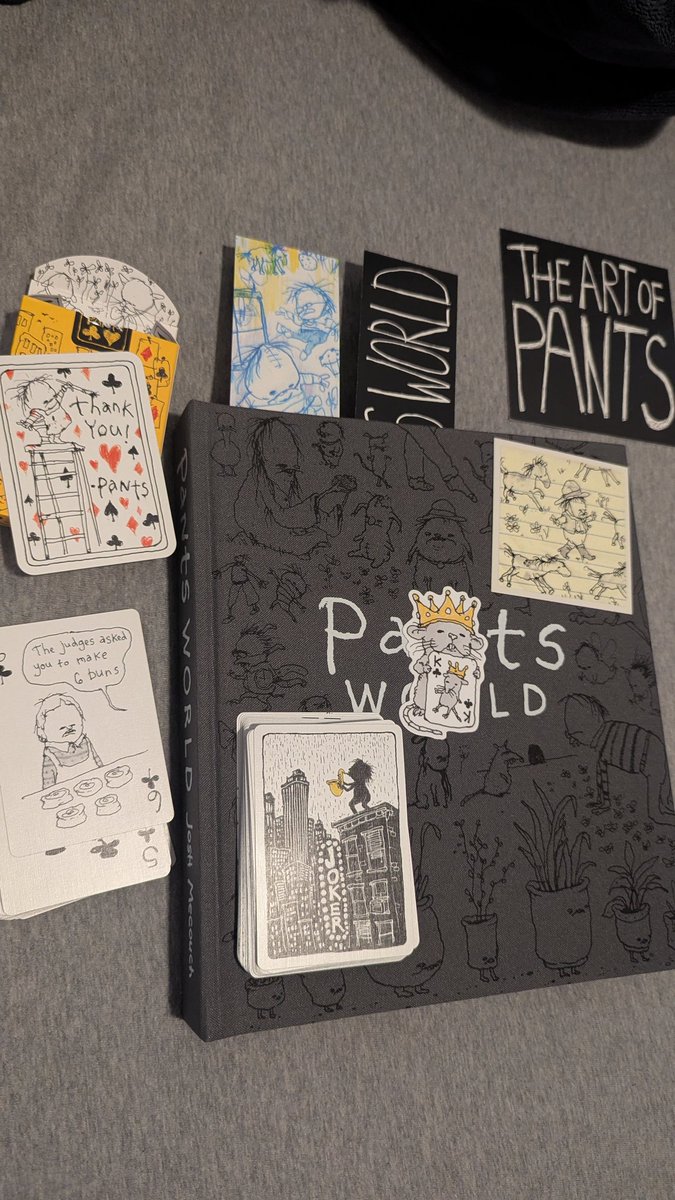 quite the pants spread under the tree this morning

is that a laminated post-it??
<a href="/pants/">mr. joshua</a>