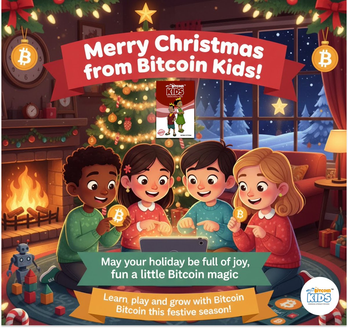 KidsBitcoin's tweet image. 🎄 Merry Christmas from Bitcoin Kids!

This holiday season, we wish all Bitcoiners a joyful and magical Christmas!

May your days be full of exciting moments.
Here’s to a festive season of spreading the magic of Bitcoin far &amp;amp; wide.

Happy Holidays from all of us at Bitcoin Kids!