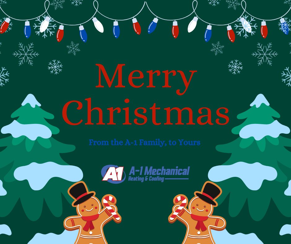 Merry Christmas from the A-1 Mechanical family to yours! We’re grateful for the trust and support of our customers and community this year. Wishing you a holiday season filled with warmth, comfort, and time well spent with the people who matter most. ❄️🎄