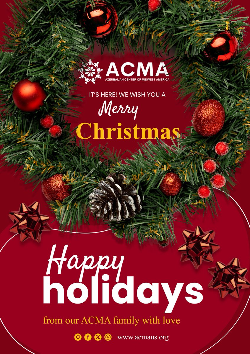 acmaus_org's tweet photo. 🎄✨ Merry Christmas from the Azerbaijan Center of Midwest America (ACMA)!
This holiday season, we celebrate unity, cultural heritage, and the strong bonds between Azerbaijan and the U.S. Thank you to our community and supporters for an inspiring year.

Wishing you peace, joy, and a prosperous New Year! 🇦🇿🇺🇸