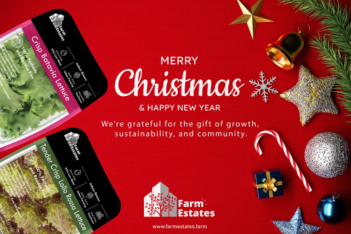 FarmEstatesLtd's tweet photo. 🎄 Merry Christmas! 

As we celebrate this season of love and giving, we’re grateful for the gift of growth, sustainability, and community.

Thank you for supporting clean, pesticide-free food for a healthier future. 💚 ☃️🍽️

#MerryChristmas #FarmEstates #GreenTheNation https://t.co/sPuIajz1ot