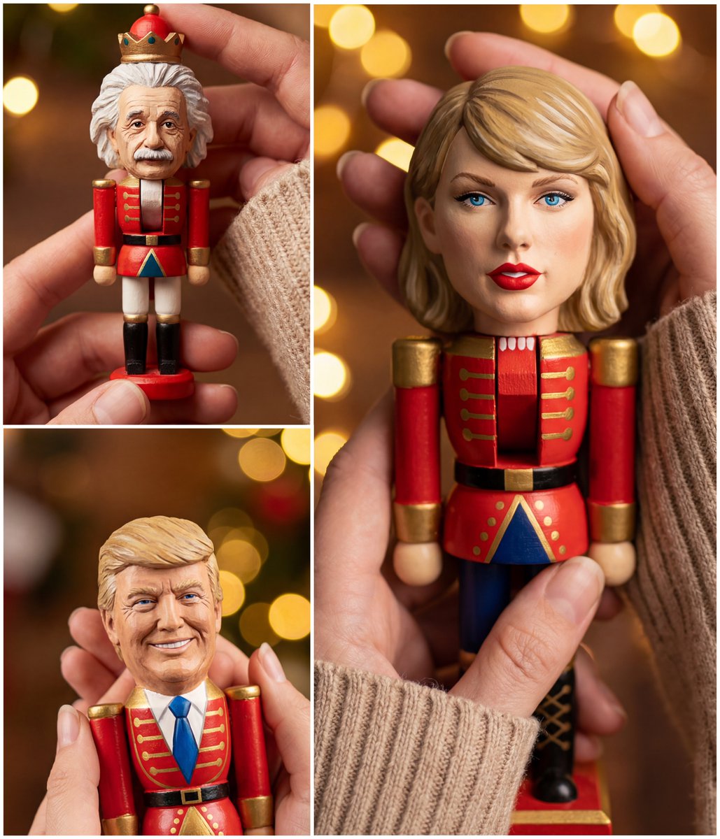 Lovart prompt result: Turning My Portrait Into a Tiny Christmas Nutcracker Doll