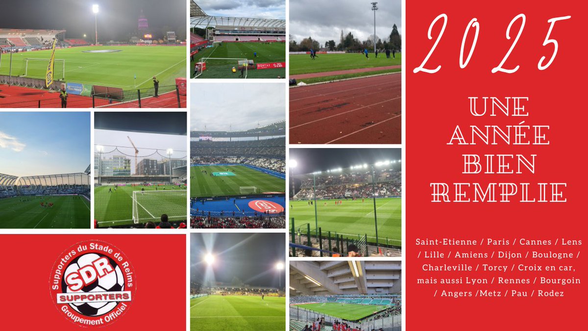 GroupementOff's tweet image. Dans quelques jours, nous tirerons un trait sur 2025, peut-être l'année la plus chargée. En car ou minibus, du Stade de France au stade Bauer, de la L1 à la L2... Rémois, partout, toujours ❤🤍
