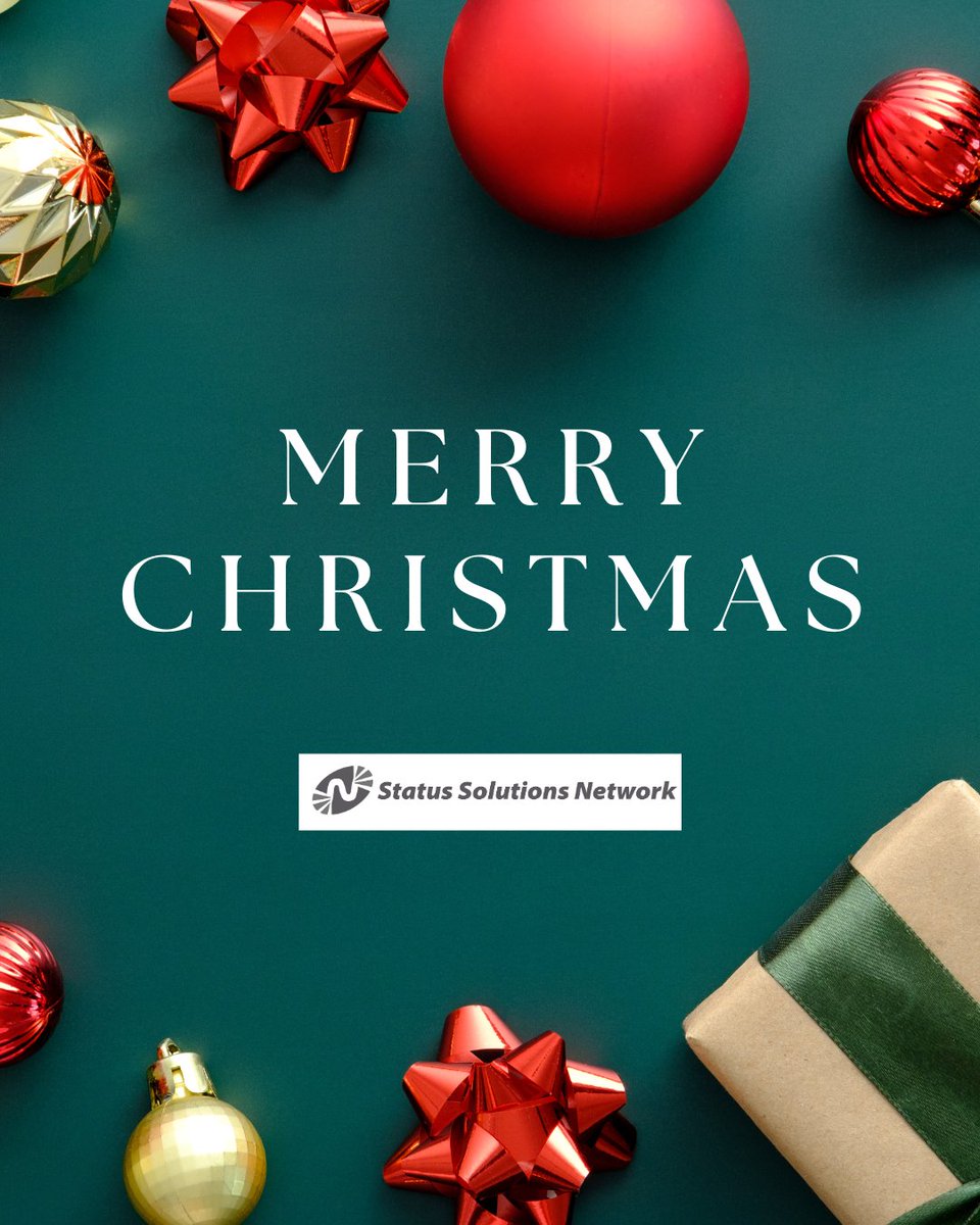 Merry Christmas from the Status Solutions Network! 

Wishing our members and partners a joyful, peaceful, and safe holiday season.

#StatusSolutionsNetwork #MerryChristmas #HappyHolidays