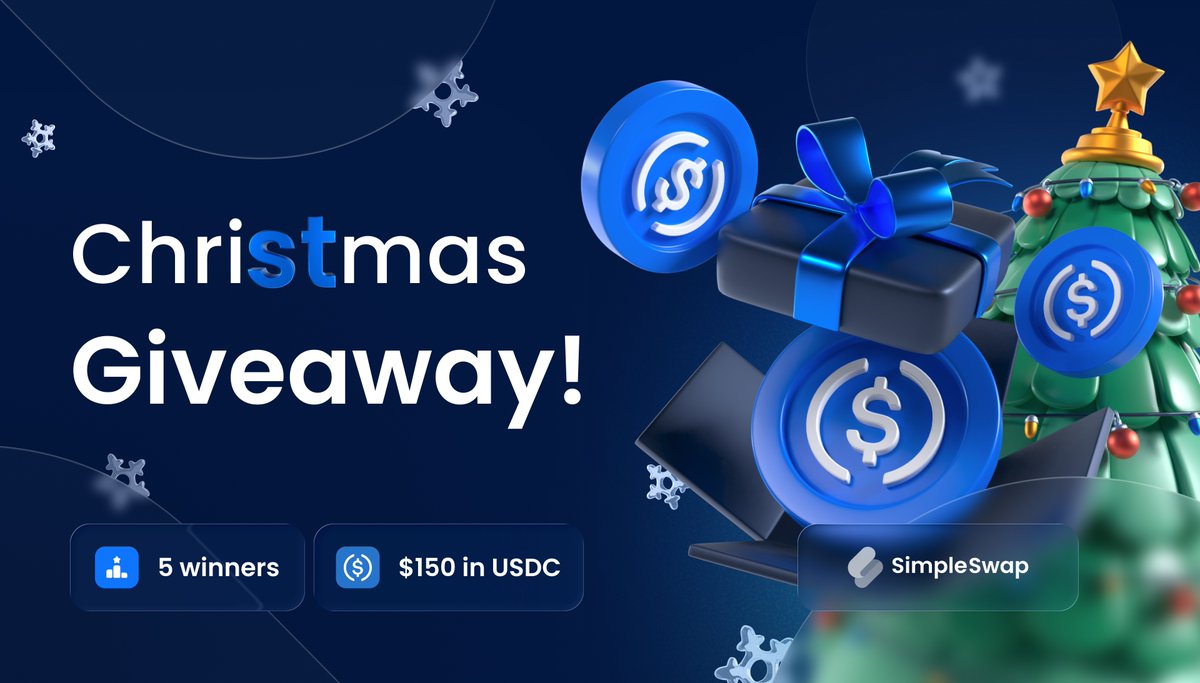 🎄 Christmas Giveaway – $150 in $USDC | 5 Winners 🎁
Let’s make this Christmas a little brighter.
Tell us your story – and maybe Santa drops something extra your way 💸

How to join:
1️⃣ Like, RT &amp; follow <a href="/SimpleSwap_io/">SimpleSwap</a>
2️⃣ In the comments:
– What would you wish from Santa this