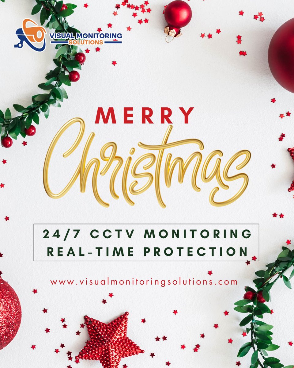 visualmonitorin's tweet photo. Merry Christmas &amp; Happy Holidays! While you celebrate with family, we’re watching your cameras 247. Protect your business, home, and assets from theft and suspicious activity—even during holidays. 

#MerryChristmas #CCTVMonitoring #VirtualSecurityGuard #HolidaySecurity #Business https://t.co/w3ZumrclAC