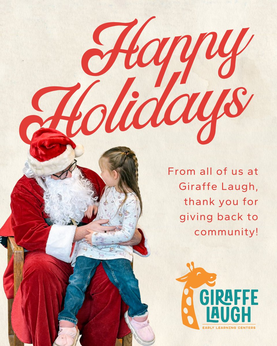 From all of us at Giraffe Laugh, Happy Holidays ❄️ Because of you, young Idaho children are learning, families are supported, and our community continues to grow stronger. We are so grateful for you. May your holidays be filled with the same joy you bring to our community.