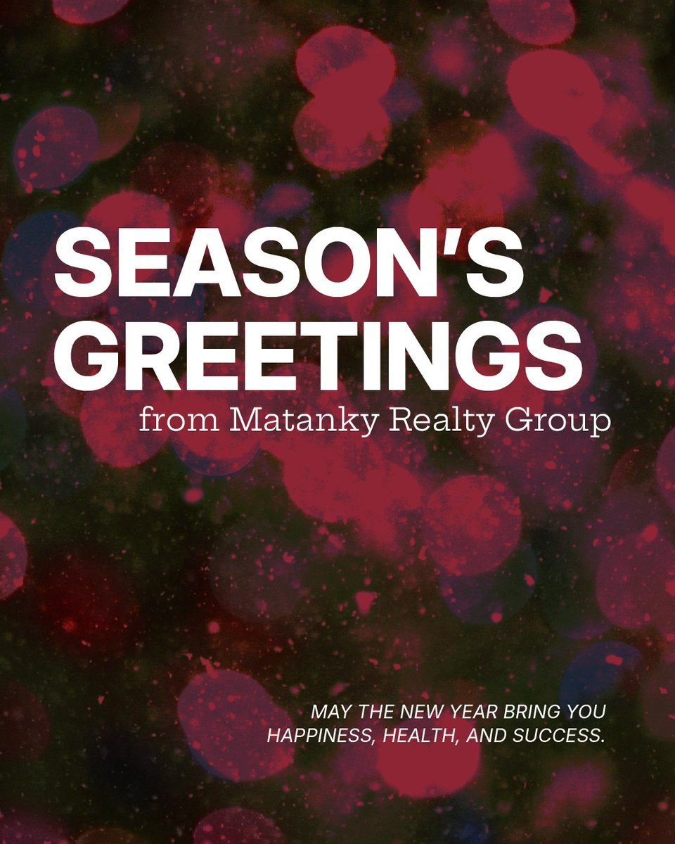 Season’s greetings from Matanky Realty Group. We’re grateful for a year of growth, new partnerships, and continued success. Wishing you and your family a holiday season filled with joy, health, and prosperity. #HappyHolidays #CRE #SeasonOfGiving