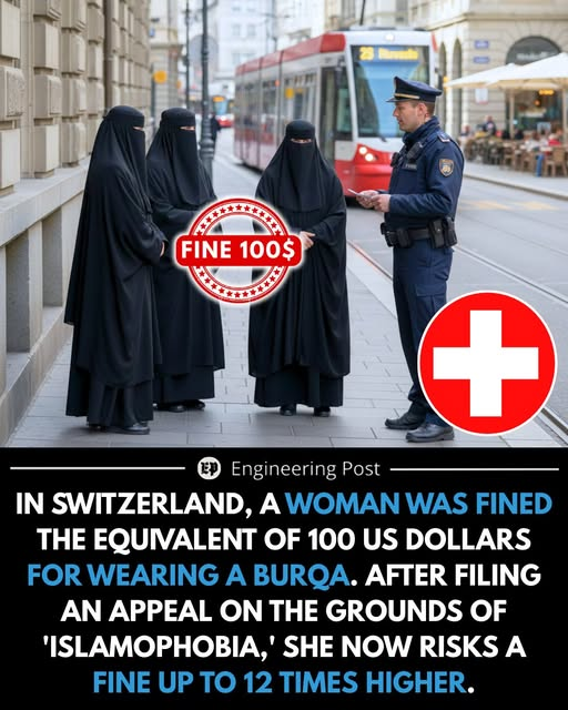 Actualización y corrección de una noticia anterior.

En Suiza, una mujer fue multada con el equivalente a 100 dólares por llevar un burka en público. Tras apelar la multa alegando islamofobia, ahora se enfrenta al riesgo de una sanción hasta 12 veces mayor, según los
