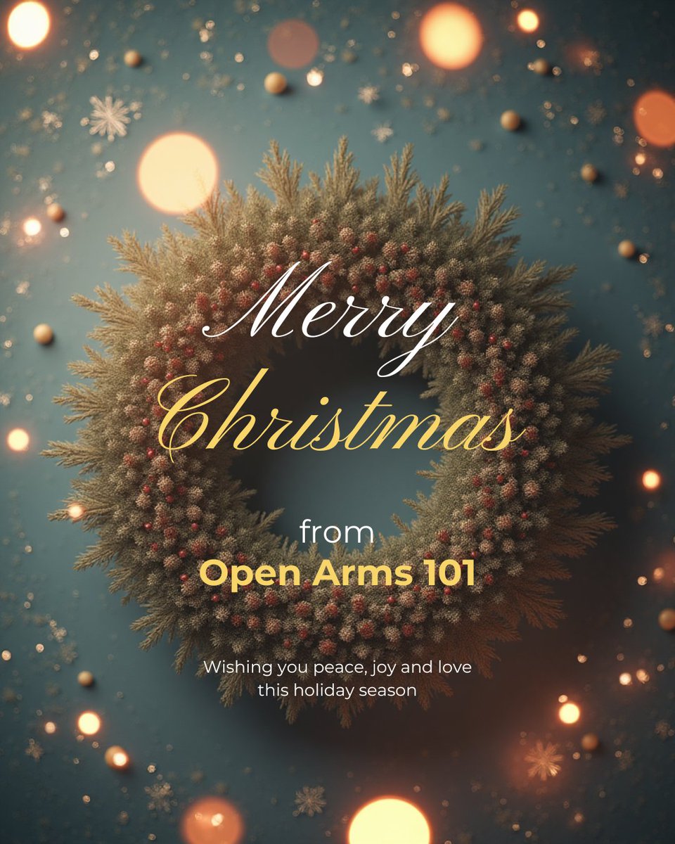 101Arms's tweet photo. 🎄✨ Merry Christmas from Open Arms 101!
Wishing you peace, joy, and love this holiday season.
Thank you for being part of our community. 💛
#MerryChristmas #OpenArms101 #SeasonOfGiving https://t.co/C8qmOSDgiq