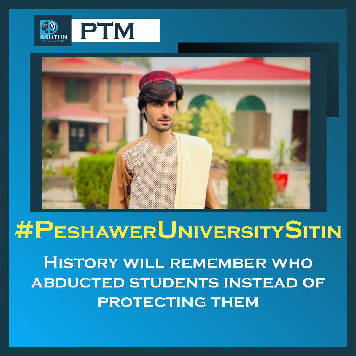 RahimSyial's tweet photo. Peshawar University students bravely protest enforced disappearances of classmates. Their sit in demands justice now. Join the call! 
#PTMCanada #PeshawarUniversitySitin https://t.co/h8IctniHIw