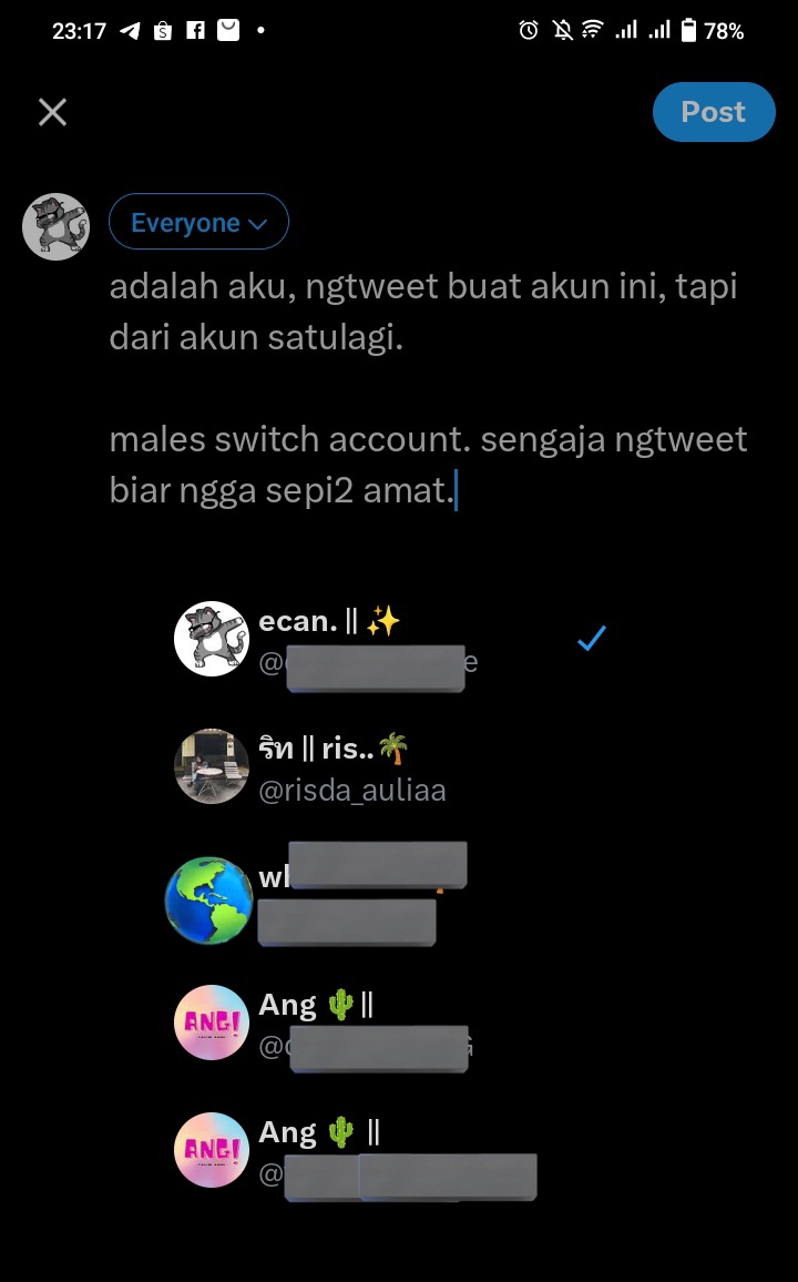 adalah aku, ngtweet buat akun ini, tapi dari akun satulagi.

males switch account. sengaja ngtweet biar ngga sepi2 amat.