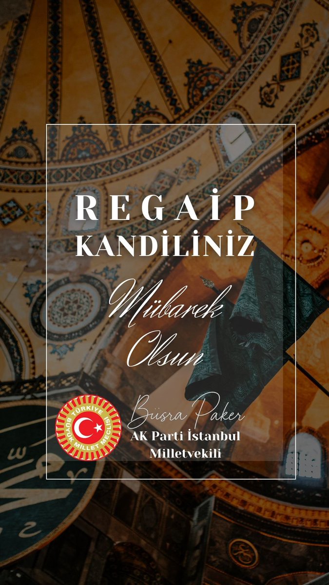 Rahmet, mağfiret ve bereket kapılarının ardına kadar açıldığı mübarek Regaip gecesinin; kalplerimize huzur, hanelerimize bereket, ülkemize ve milletimize birlik ve dirlik getirmesini temenni ediyorum.

Duaların kabul olduğu, gönüllerin arındığı kandil gecemizde; mazlumların