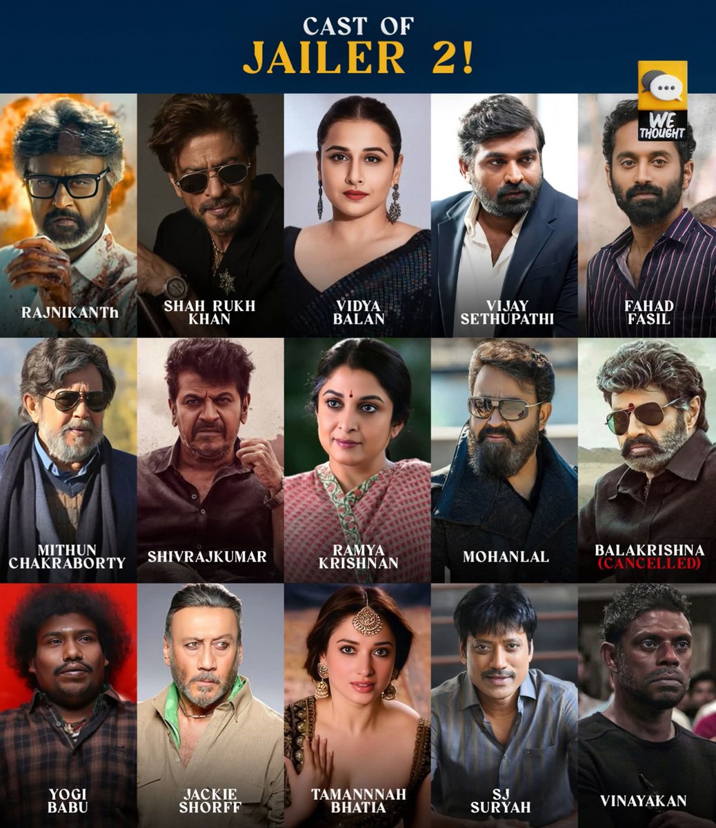 sr_kult's tweet image. First 1000Cr movie loading for Kollywood 🔥😎
Just look at this casting 🤯
My brain cannot process this much stardom in one frame. June 2026 cannot come soon enough 🥶💥
#Jailer2 #Rajinikanth #ShahRukhKhan