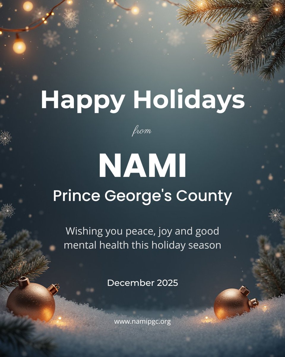 Grateful for our NAMI PGC community 💙 Happy Holidays - wishing you peace, joy &amp; good mental health. namipgc.org #CommunityCare #NAMI