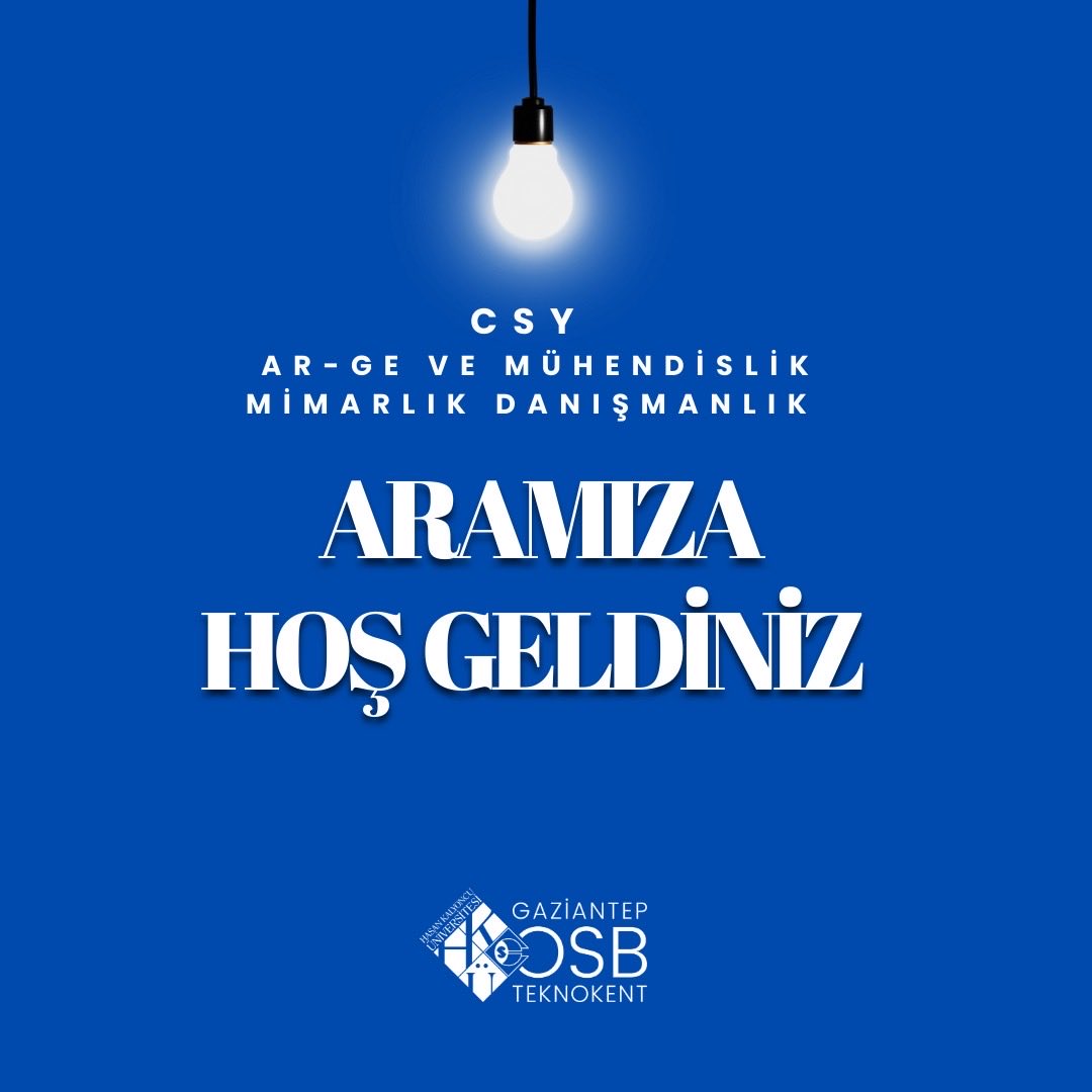 OSBTeknokent's tweet photo. ✨Aramıza Hoş Geldiniz – CSY Ar-Ge ve Mühendislik Mimarlık Danışmanlık
Gaziantep HKÜ OSB Teknokent Ailesine katılan CSY Ar-Ge ve Mühendislik Mimarlık Danışmanlık, hoş geldiniz!
#Gaziantep #CSY #HKÜ #OSBGaziantep #OSBTeknokent https://t.co/T9hRRagrZi