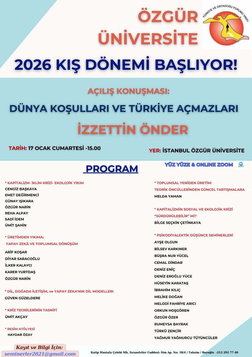 yeni yıla yeni dönemle giriyoruz... 
2026 kış dönemi başlıyor!