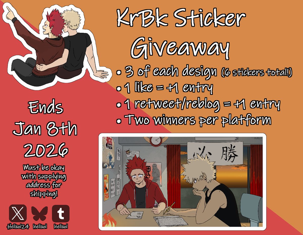 hello fellow KRBKS, i wanted to do a g1veaway of a few of the stickers i made!!