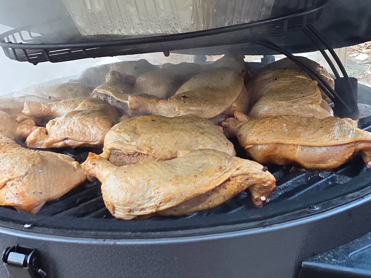 daed's tweet image. Chicken is on the smoker... We are monitoring the situation.