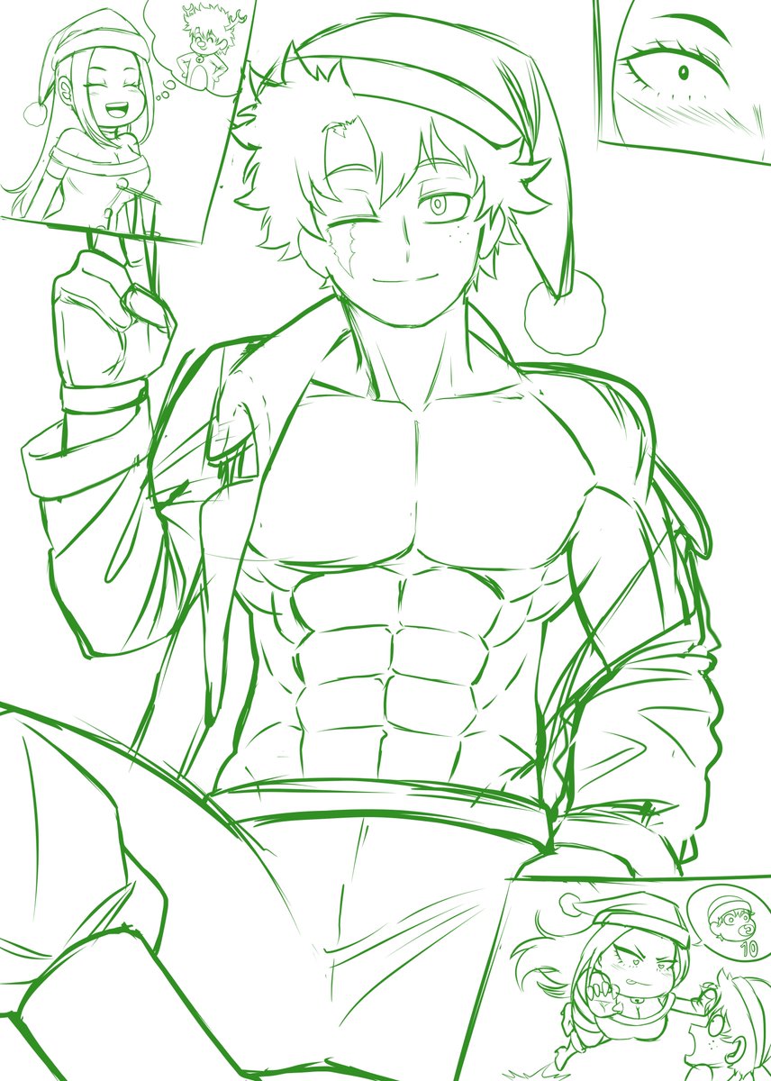 #IzuMomo  Navideño boceto. feliz navidad a todos, encuanto termine el dibujo lo subo