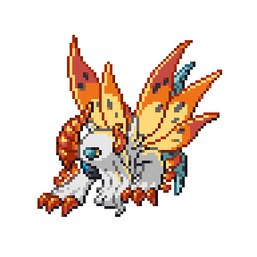 PinkPalkia's tweet photo. Merry Christmas~ I made concept art of OG Absol fused with Volca but haven't made it into a sprite until now. Now it has a gloomier partner to warm this winter with.

#volcarona #absol #megaabsolz #PokemonLegendsZA https://t.co/G8VNQ0sBon