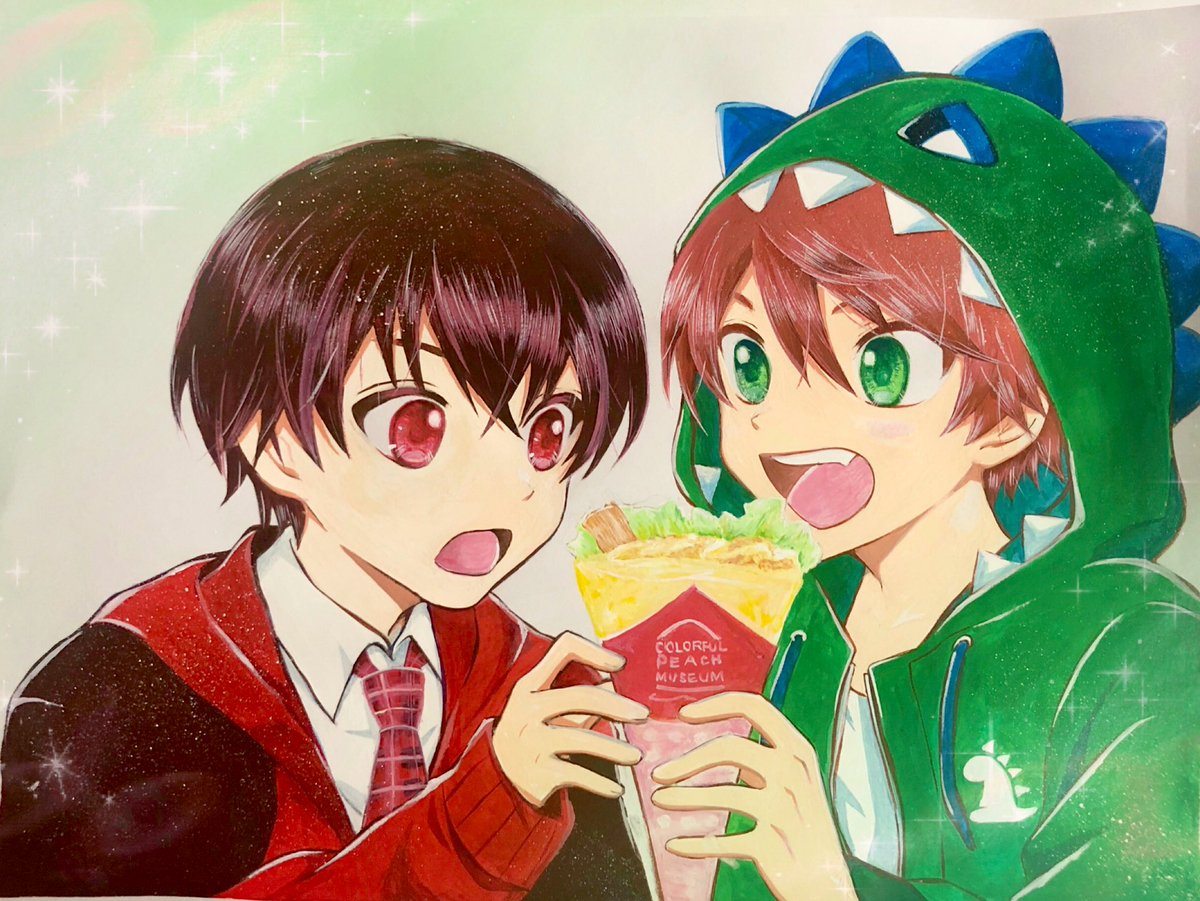Mymaitakey's tweet photo. からぴちミュージアム🌈🍑記念に
カラフルピーチ×マリオンクレープ コラボのイラストにチャレンジ❤️💚
メシ⭐︎クレープ組① 🍗🦖
#jpapachannel
#YuaPyoon
#からぴちミュージアム
#カラフルピーチ
#マリオンクレープ
#ぴちあーと
#ぴちクリ https://t.co/JweU7oXMDU