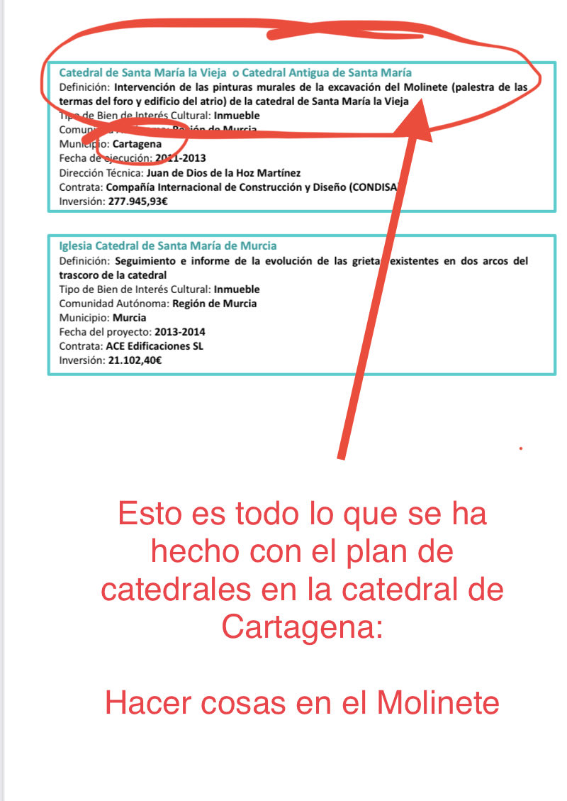 Mariloliana's tweet image. Dile que a lo mejor se tiene que dar un puntíco en la boca. 
Primero porque el dinero está ya destinado para eso en el plan nacional de catedrales por lo que es de origen estatal, no murciano y segundo porque donde se está gastando ese dinero destinado a Cartagena es precisamente…