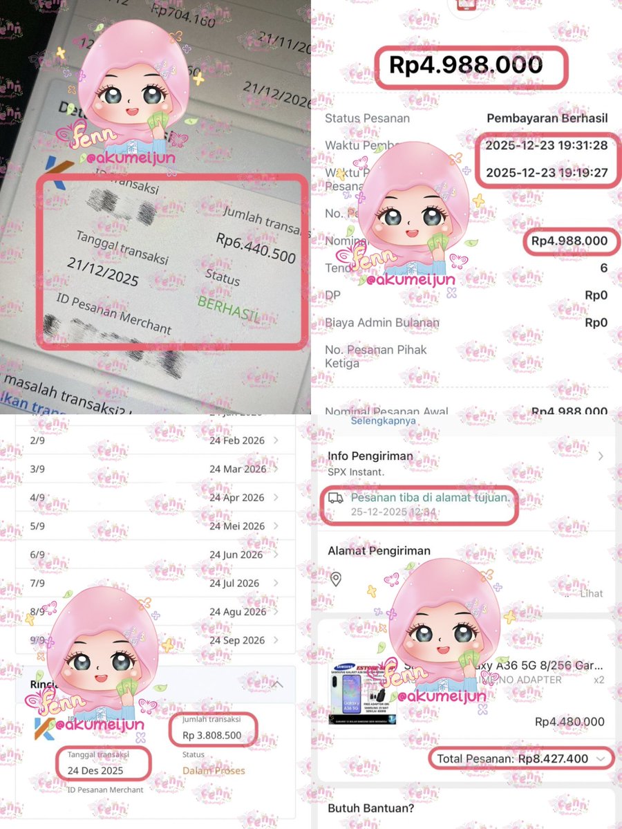 akumeijun's tweet image. 🔔 REKAP DESEMBER;

🗓️ 21 desember 2025
 ─── gestun kredivo instan; 6.000.000
🗓️ 23 desember 2025
 ─── gestun akulaku instan; 4.979.000
🗓️ 24 desember 2025
 ─── gestun kredivo reguler; 3.800.000
 ─── gestun spaylater reguler; 8.427.400

FAST TRANSFER, FAST RESPON🙀…