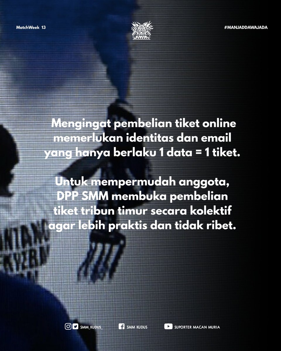 𝐍𝐎 𝐓𝐈𝐂𝐊𝐄𝐓,𝐍𝐎 𝐆𝐀𝐌𝐄 👊🏻
Dukungan Sejati Dimulai Dari Beli Tiket Resmi

𝑳𝒐𝒚𝒂𝒍 𝑻𝒂𝒑𝒊 𝑴𝒐𝒅𝒂𝒍 🙌🏻
#suportermacanmuria