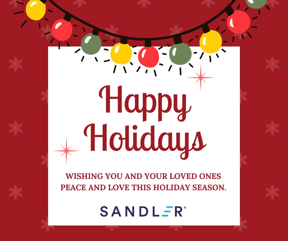 🎄 Happy Holidays!

Wishing you peace, joy, and love this holiday season and a successful start to the new year! ✨

#HappyHolidays #Gratitude #SeasonGreetings #Teamwork #ProfessionalGrowth #SandlerCT #Sandler #SandlerPeak