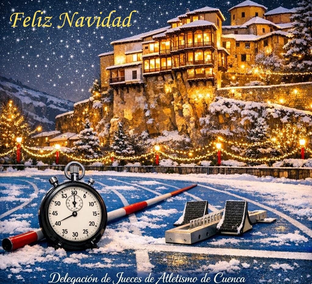 JuecesC's tweet photo. La delegación de Jueces de Atletismo de Cuenca os desea unas felices fiestas.

Esperamos que disfrutéis con vuestros seres queridos. https://t.co/G071lDnOdx