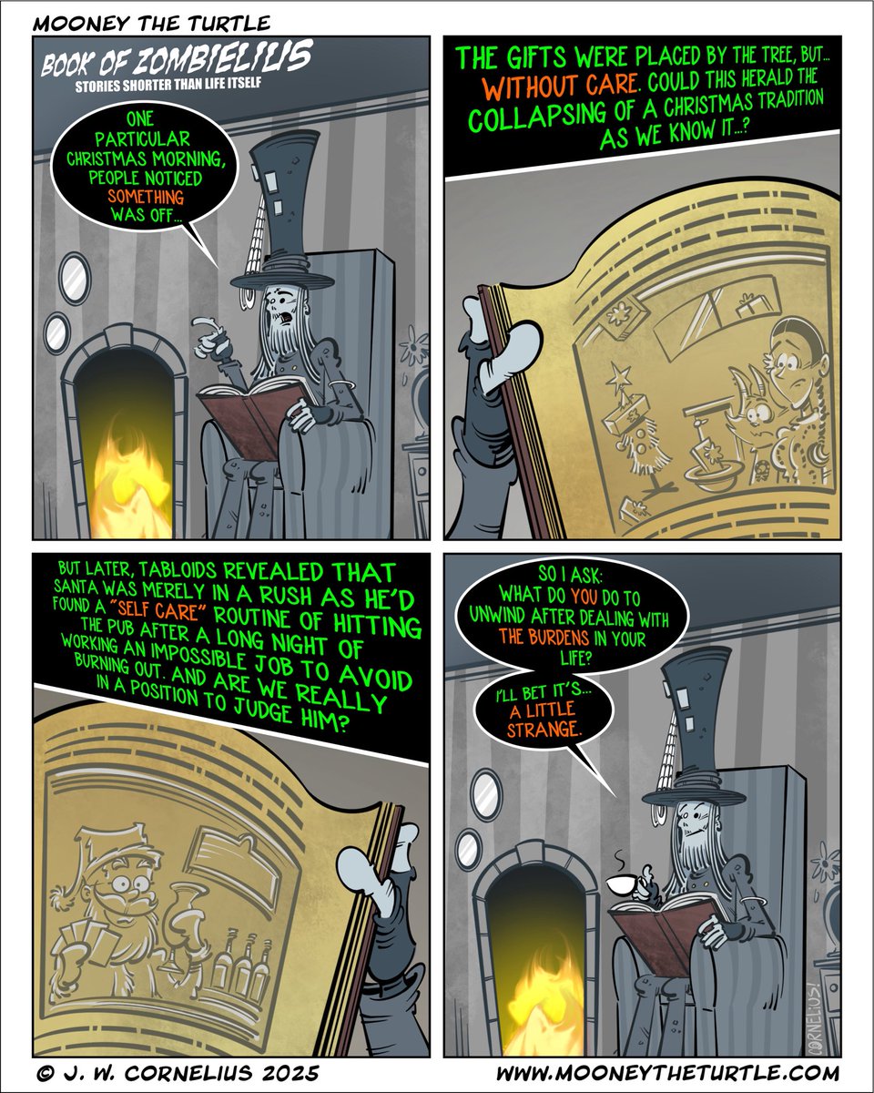 mooneytheturtle's tweet image. “Book of Zombielius” (part 1)
Santa is just as human as the rest of us… cheers!

Check out “Mooney the Turtle” on WEBTOON!
m.webtoons.com/en/challenge/m…

#mooneytoons #mooneytheturtle #turtlecomic #webcomic #webcomics #indiecomic #indiecomics #mooners