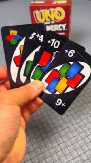 RaccTTV's tweet image. Best line of Christmas for us playing 'Uno: No Mercy' as a family:
"You took my cards, effed them up, gave them back, and didn't even organize them!'
😂