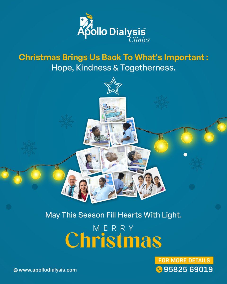 ApolloDialysis's tweet photo. Christmas reminds us of what truly matters — care, compassion, and hope.
Wishing everyone a season filled with light and peace.

Merry Christmas! https://t.co/SBg9gQolBu