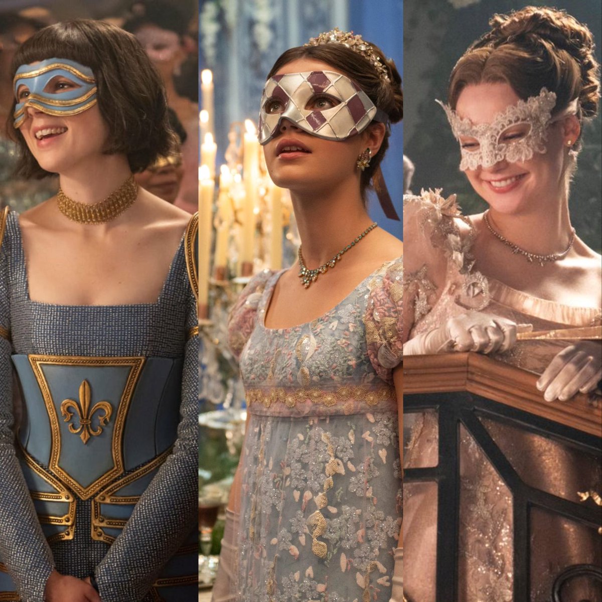 brdgertoneloise's tweet image. BRIDGERTON SISTERS AT THE MASKED BALL