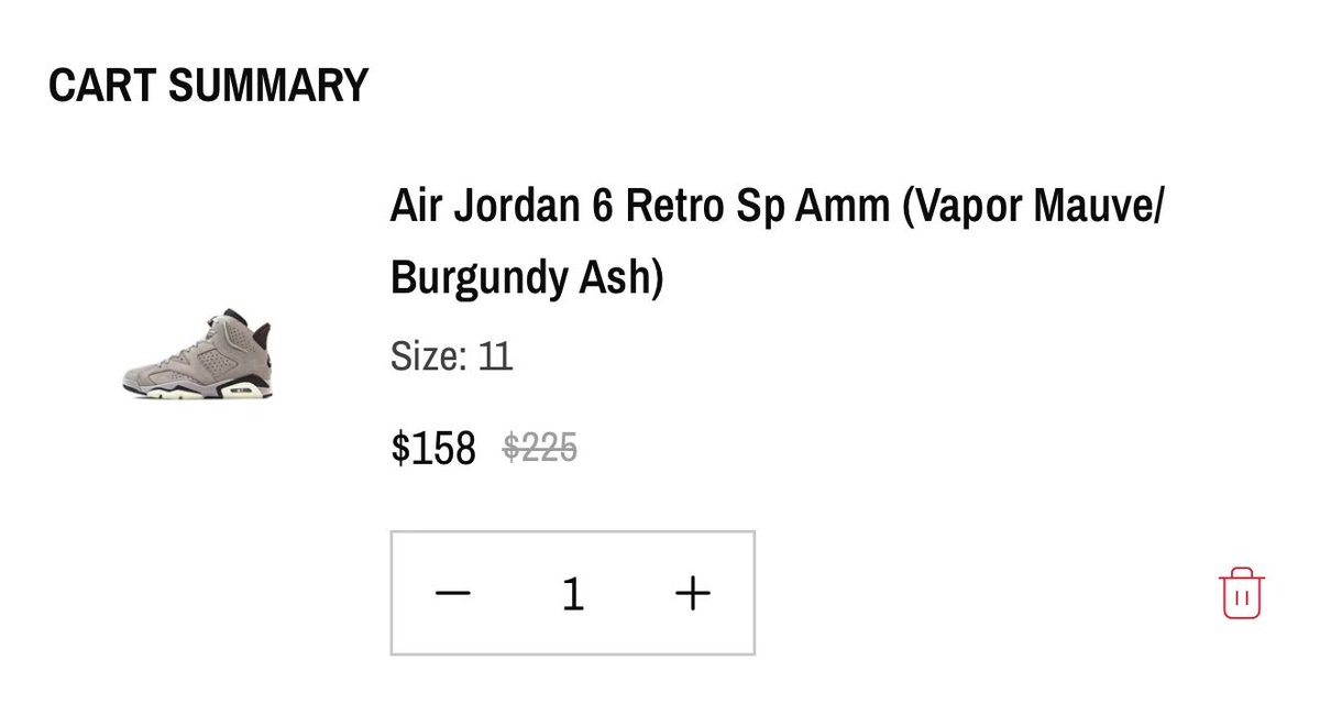 nerdGSR's tweet photo. @solefed some sizes of the A Ma Maniére x Air Jordan 6 Retro 'Smoky Mauve' on sale at Corporategotem https://t.co/Q6K14Lm2Hd https://t.co/jhcq1eTGvb